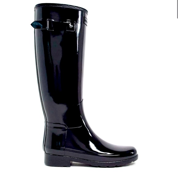 NEW Hunter Refined Original Tall Wellington Black Gloss Rain Waterproof Boot - Picture 2 of 14